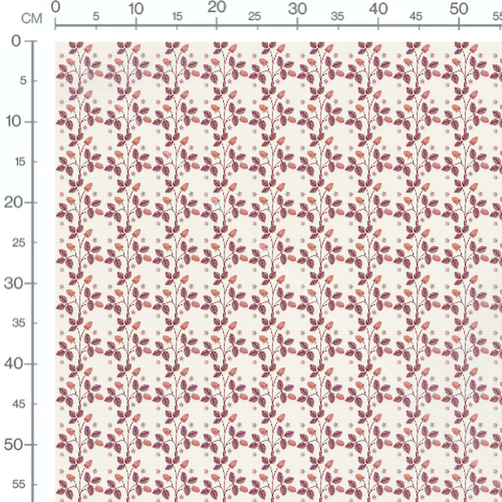 Tissu - Fleurs et fraises roses