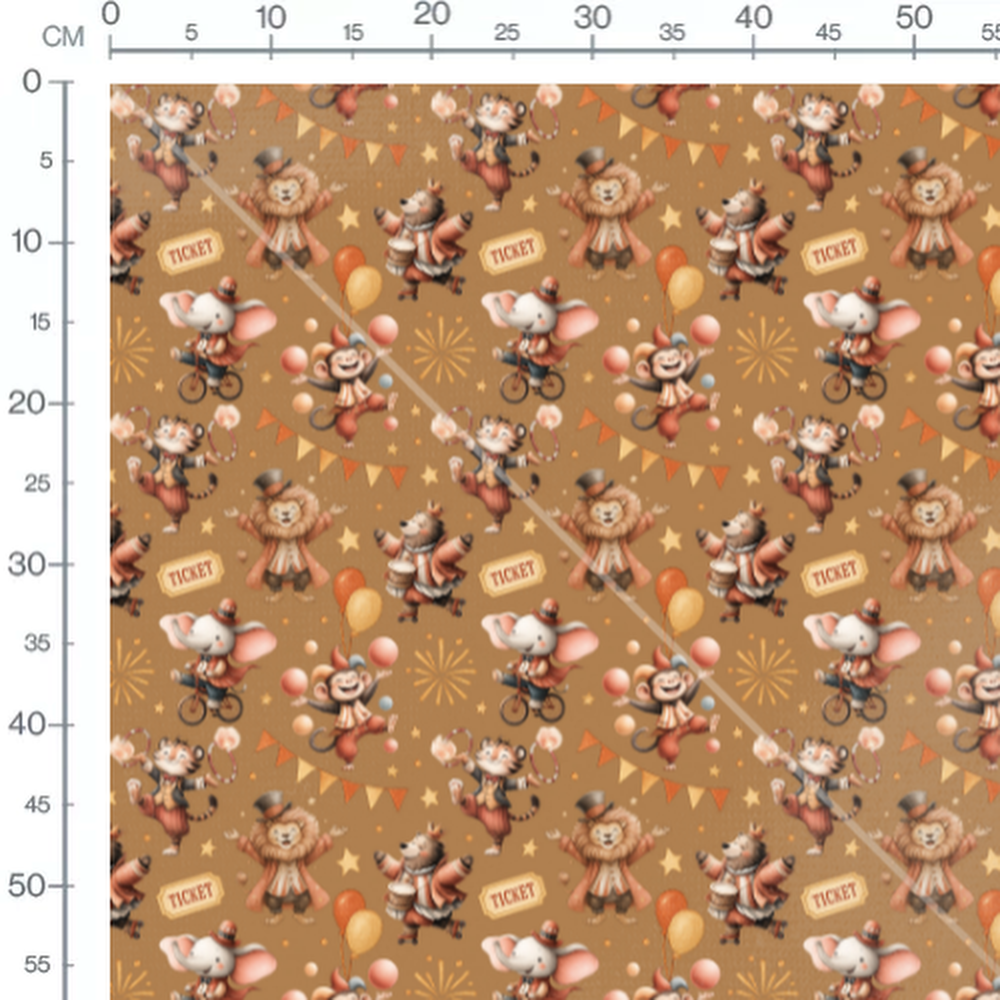 Tissu - Cirque coloré sur fond brun