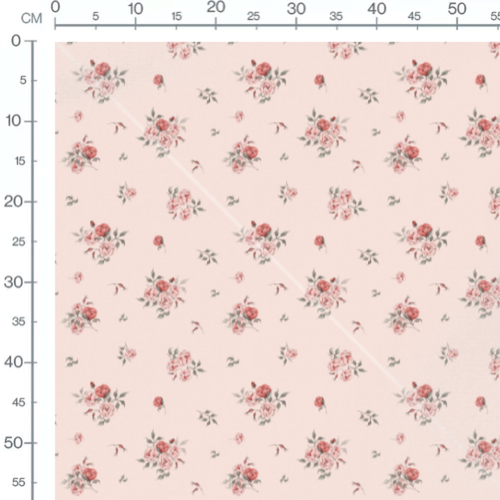 Tissu - Bouquets de roses sur rose
