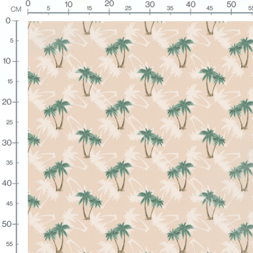 Tissu - Palmiers verts sur fond beige