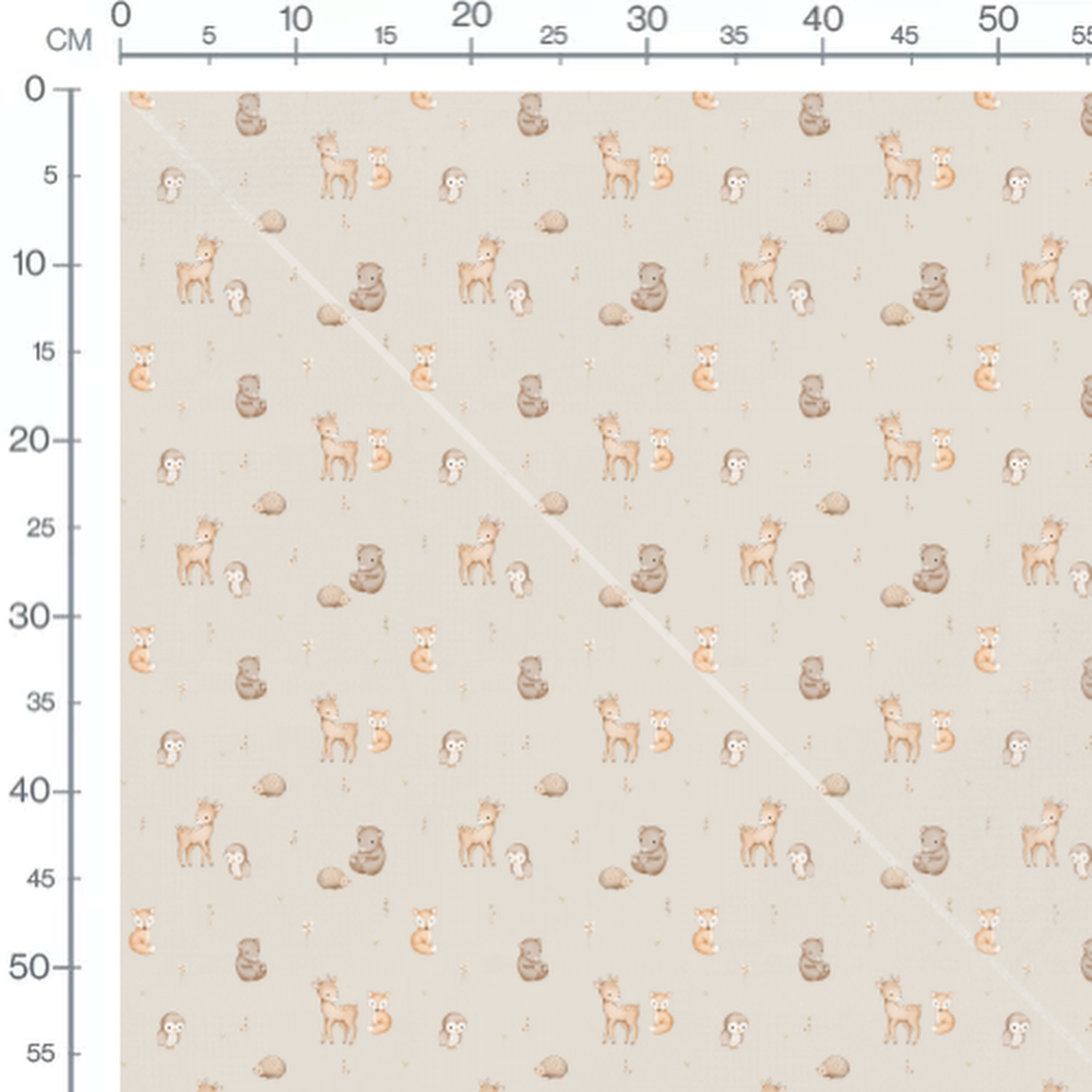 Tissu - Animaux de la forêt pastel