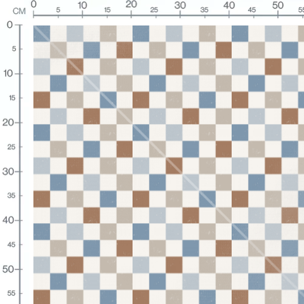 Tissu - Carreaux multicolores effet vieilli