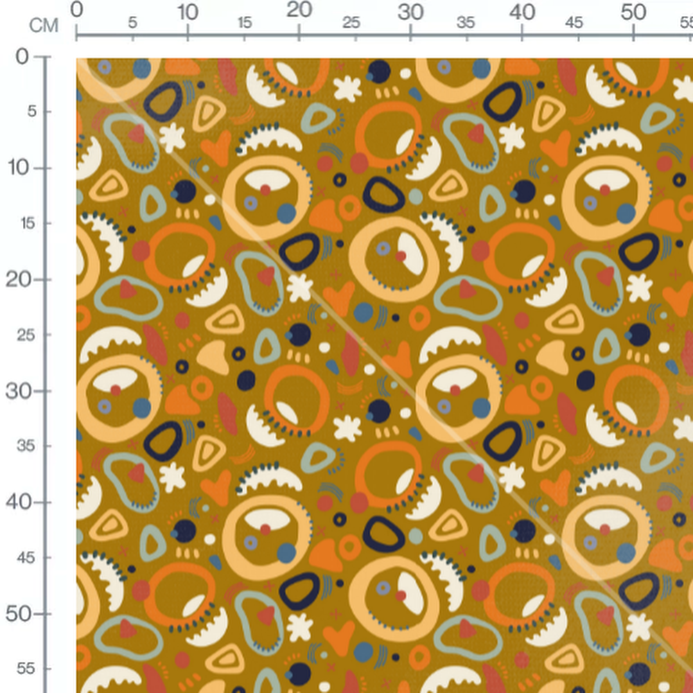Tissu - Motifs vifs sur fond ocre