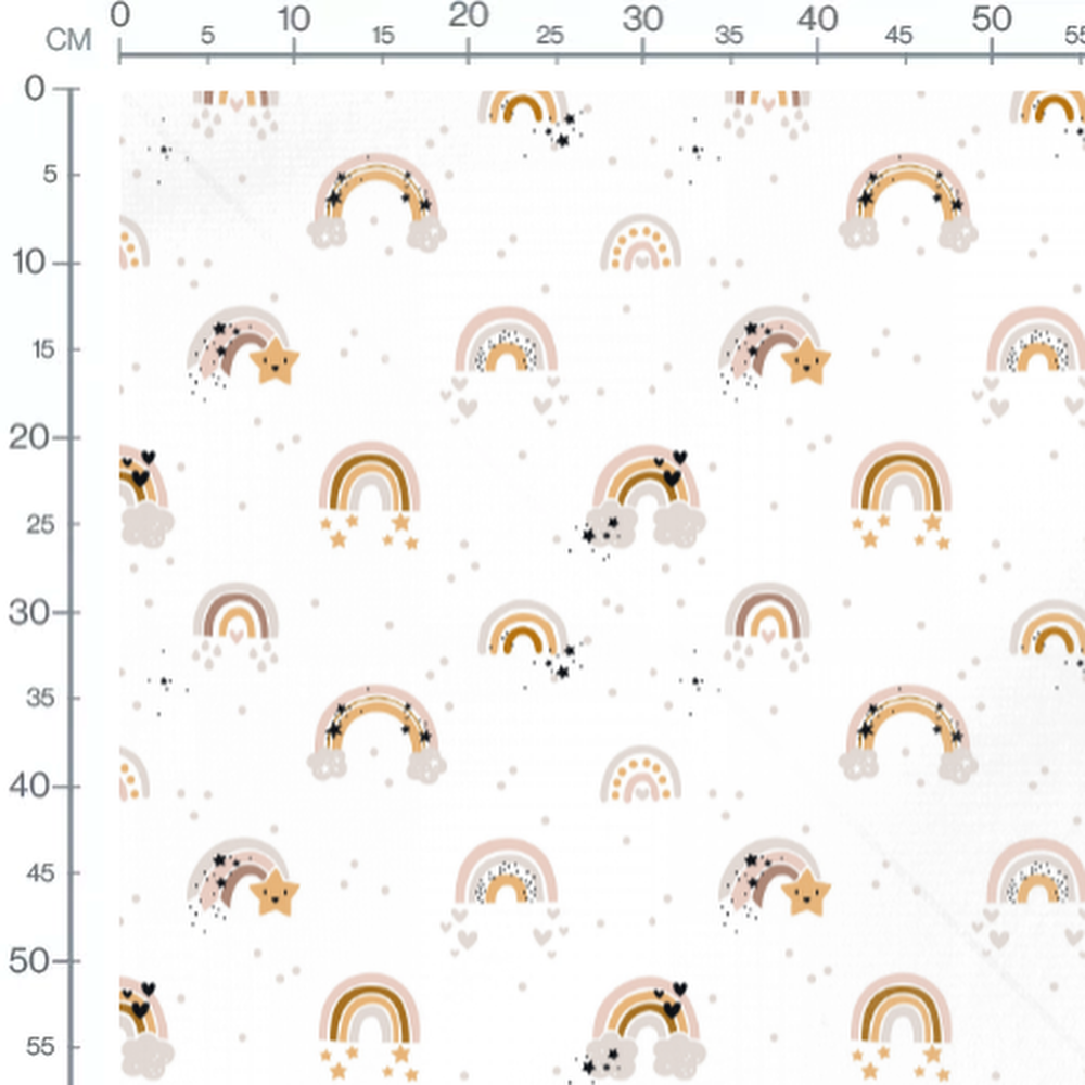Tissu - Arcs-en-ciel et nuages gris