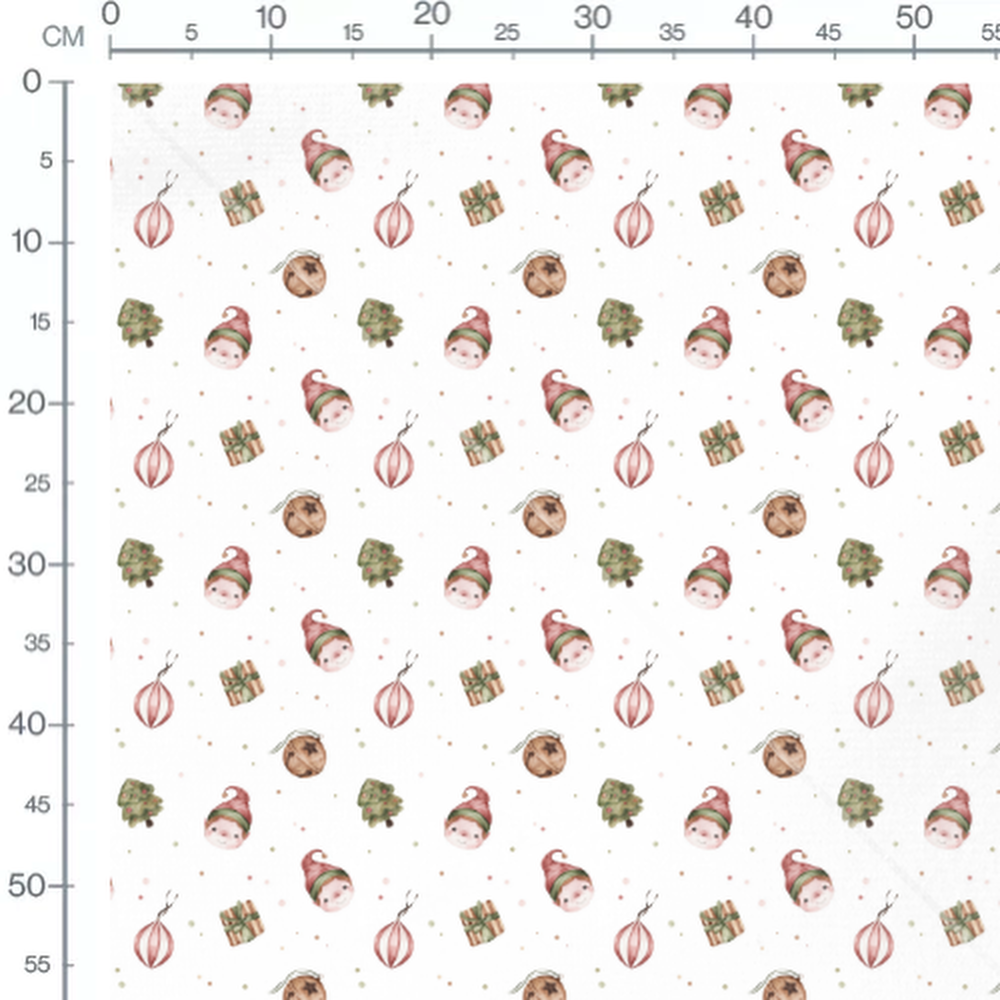 Tissu - Lutins et sapins verts