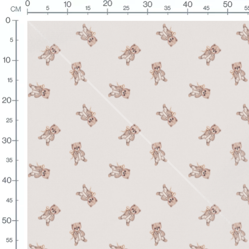 Tissu - Oursons bruns rayés beige