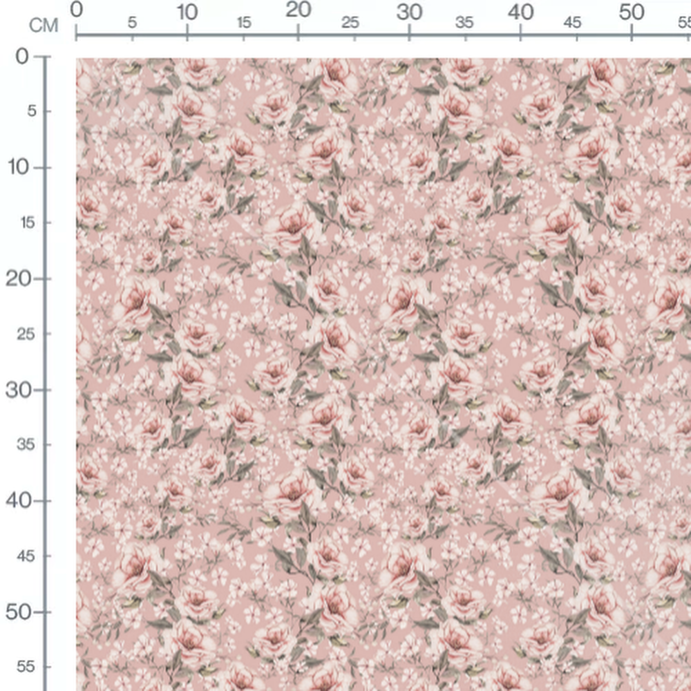 Tissu - Roses roses et blanches