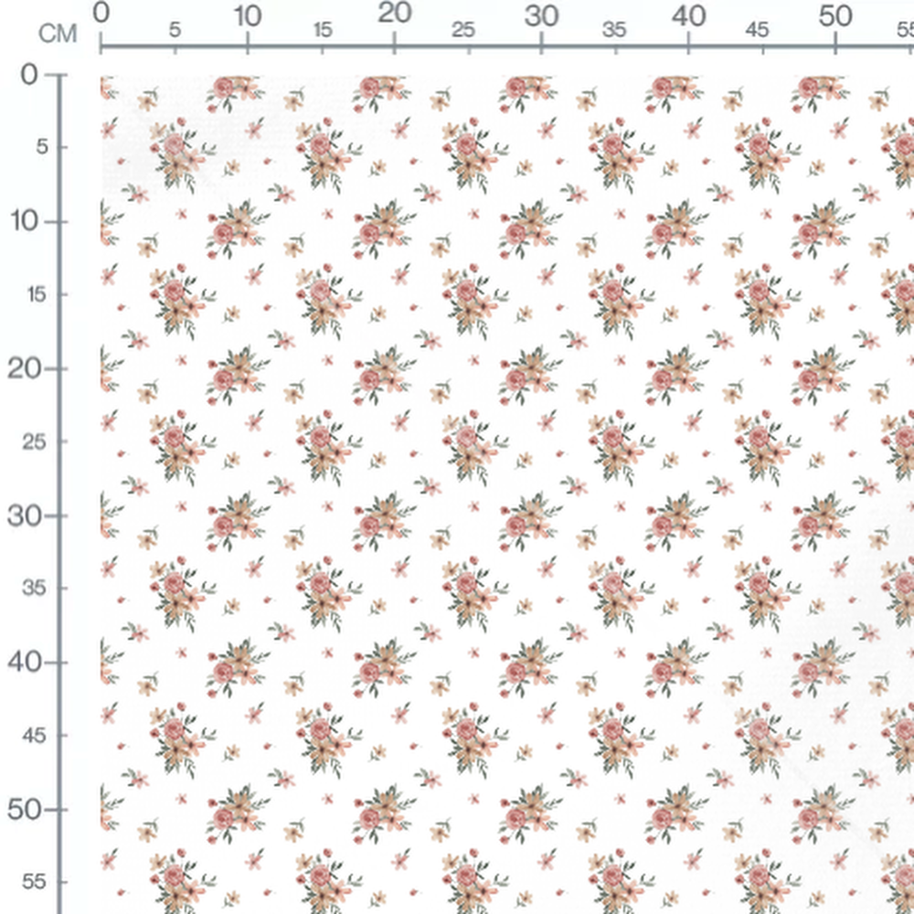Tissu - Fleurs roses et beiges