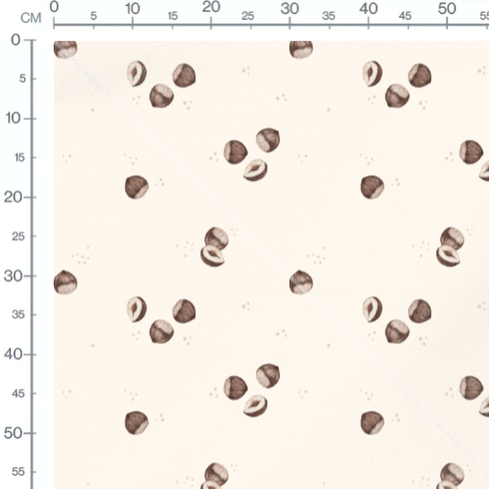 Tissu - Noisettes détaillées sur crème