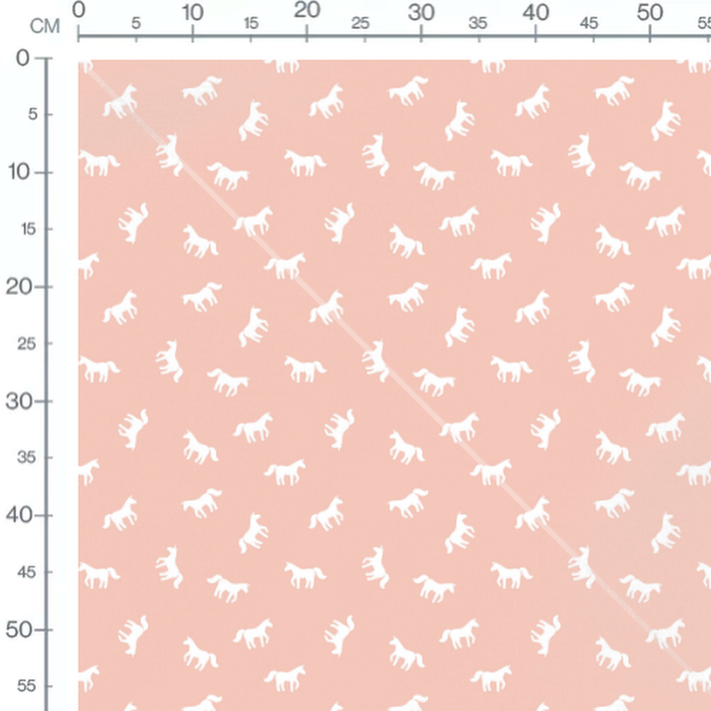 Tissu - Licornes blanches sur fond rose 2