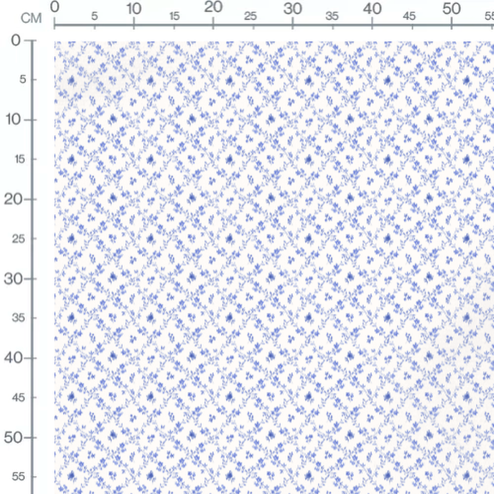 Tissu - Fleurs et feuilles bleues stylisées