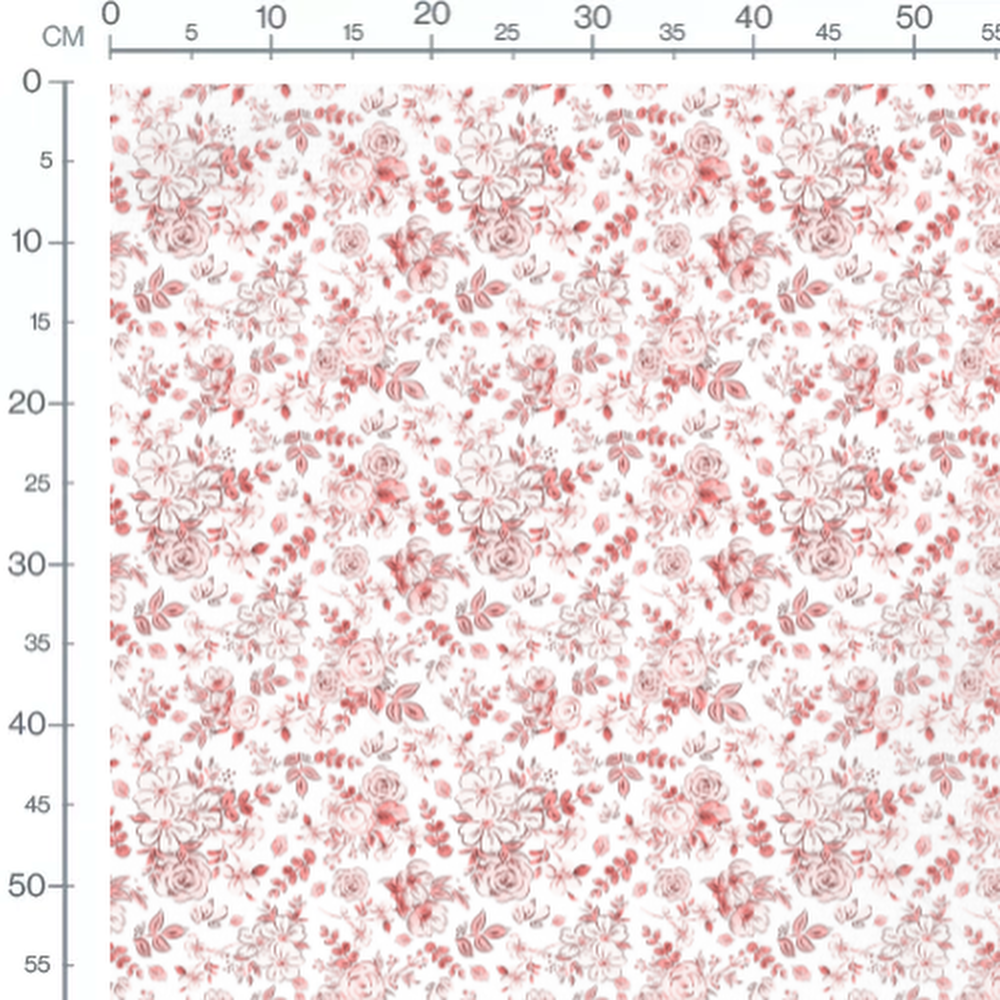 Tissu - Fleurs stylisées en rose
