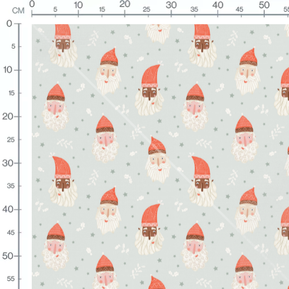 Tissu - Pères Noël joyeux sur gris