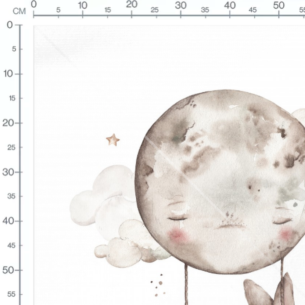 Tissu - Lapin rêveur sous la lune