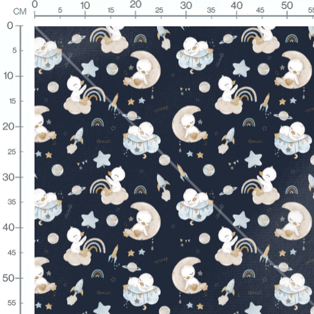 Tissu - Animaux rêveurs sur ciel nuit