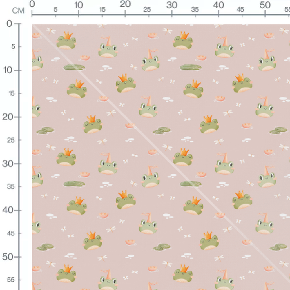 Tissu - Grenouilles joyeuses roses