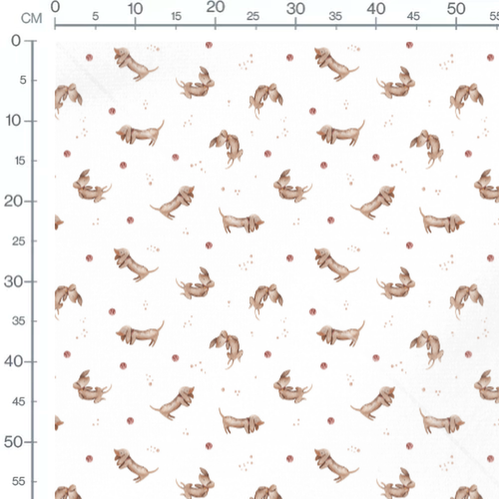 Tissu - Chiens marron et balles