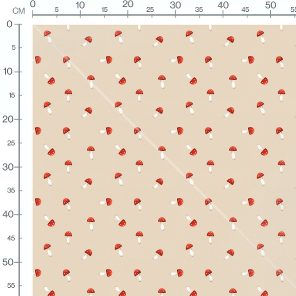Tissu - Champignons rouges contrastés
