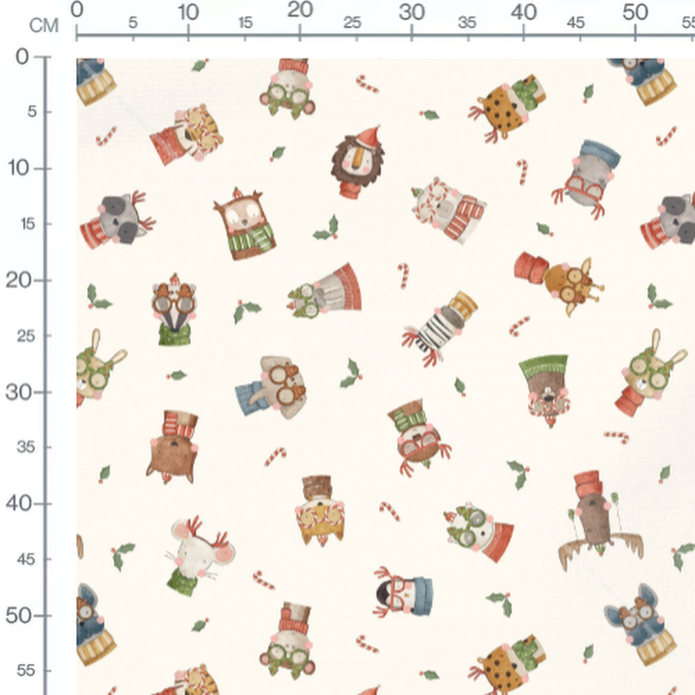 Tissu - Animaux déguisés en Noël