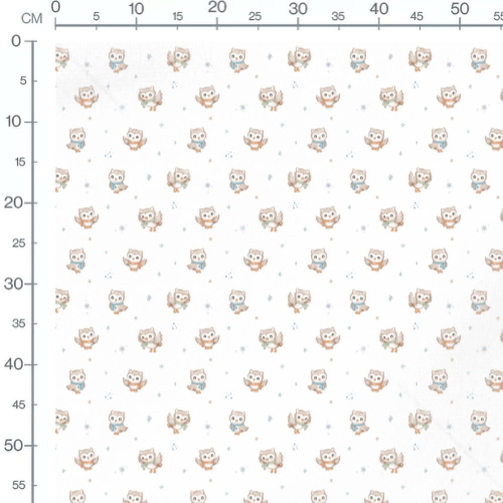 Tissu - Hiboux écharpes fond blanc