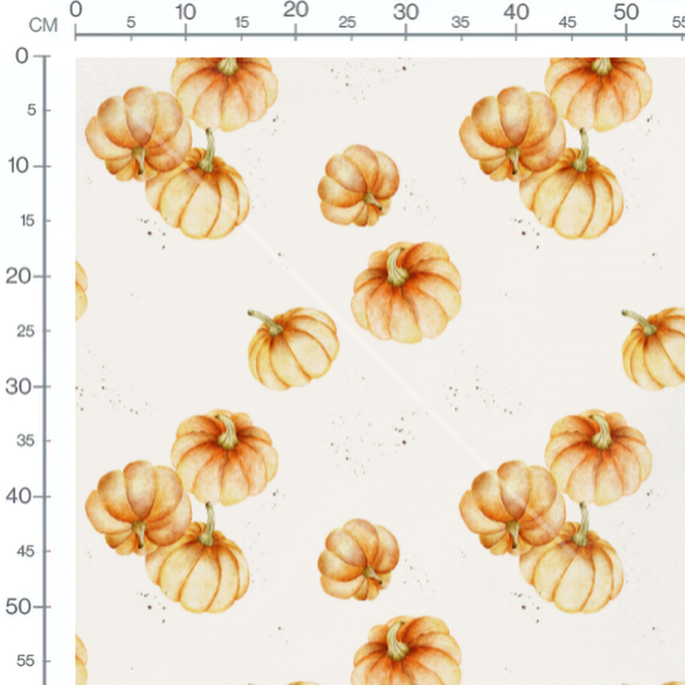 Tissu - Citrouilles aquarelle fond clair