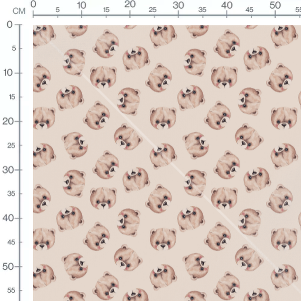 Tissu - Ours marron clair avec joues