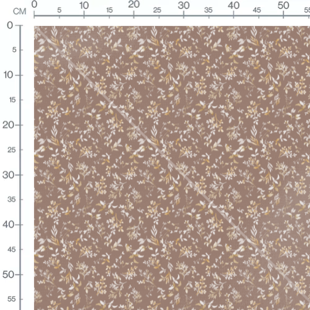 Tissu - Feuilles et brindilles dorées