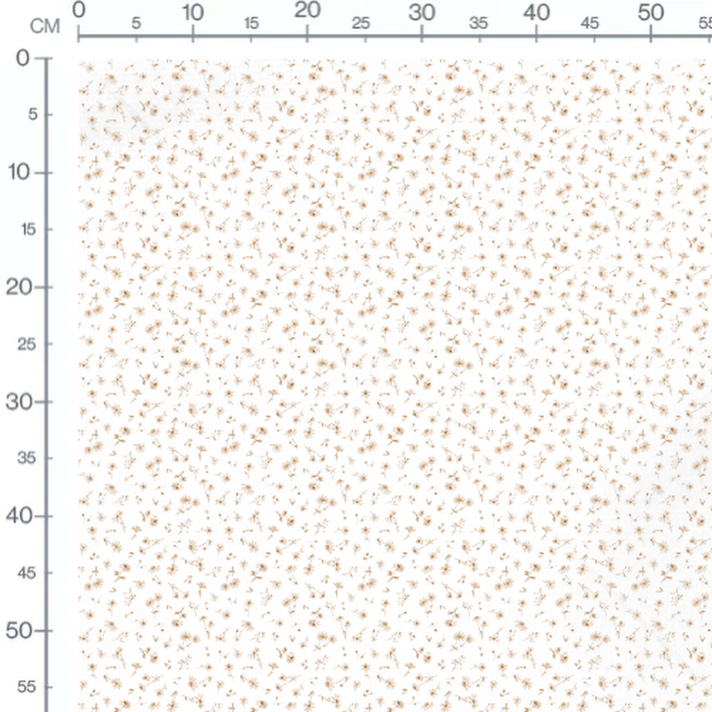 Tissu - Marguerites et branches beige