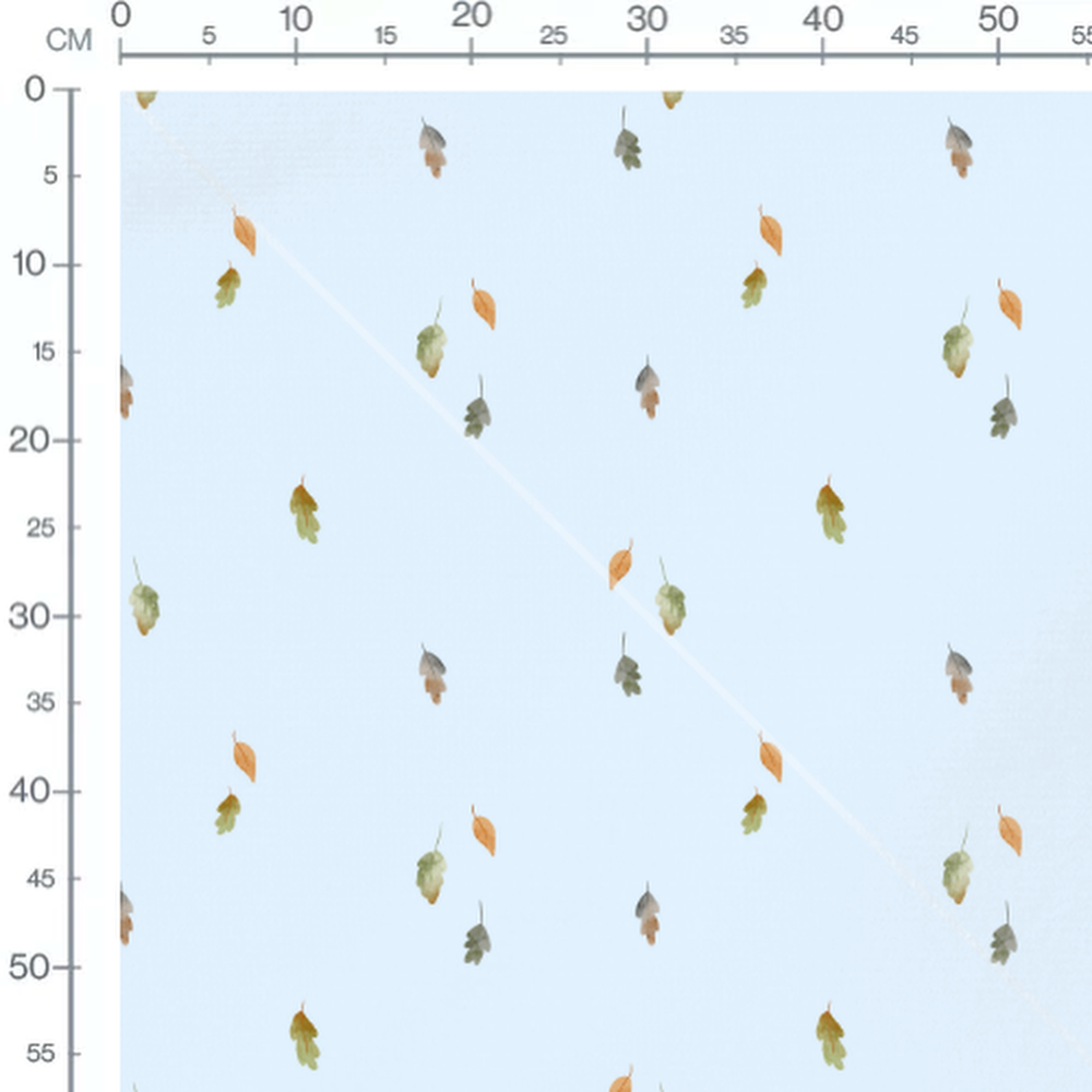Tissu - Feuilles variées sur bleu clair