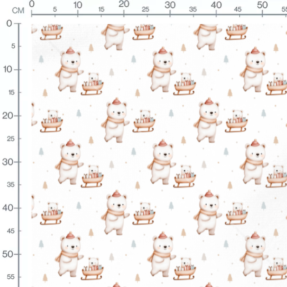 Tissu - Ours polaires et traîneaux