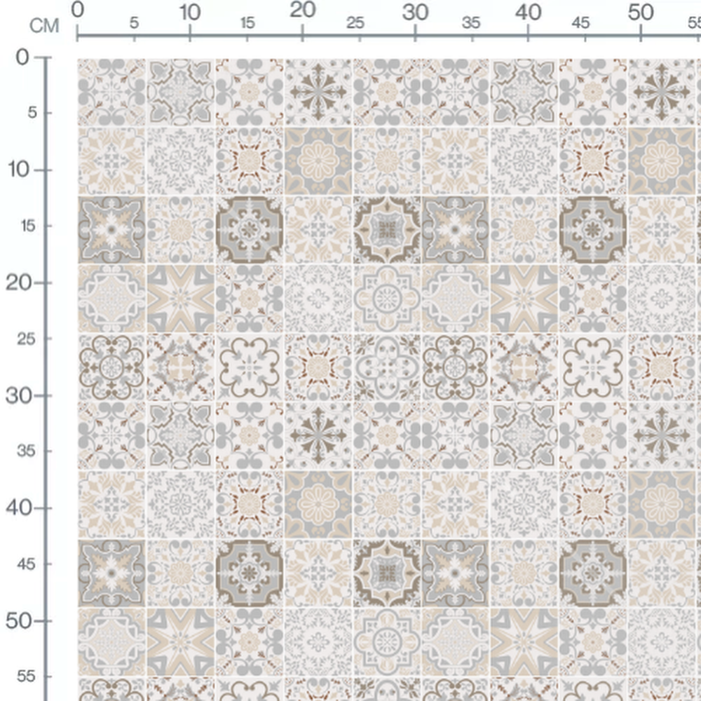 Tissu - Carreaux symétriques beige gris