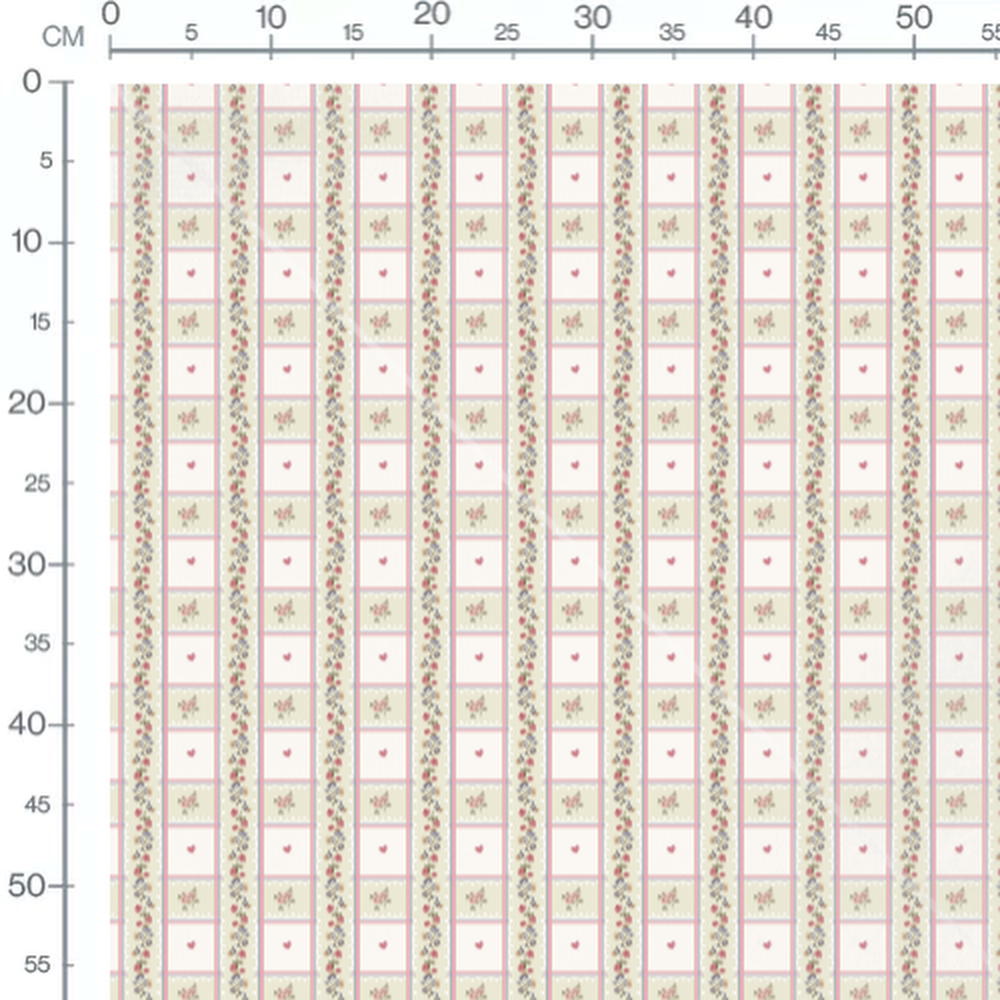 Tissu - Fleurs roses et bleues beige