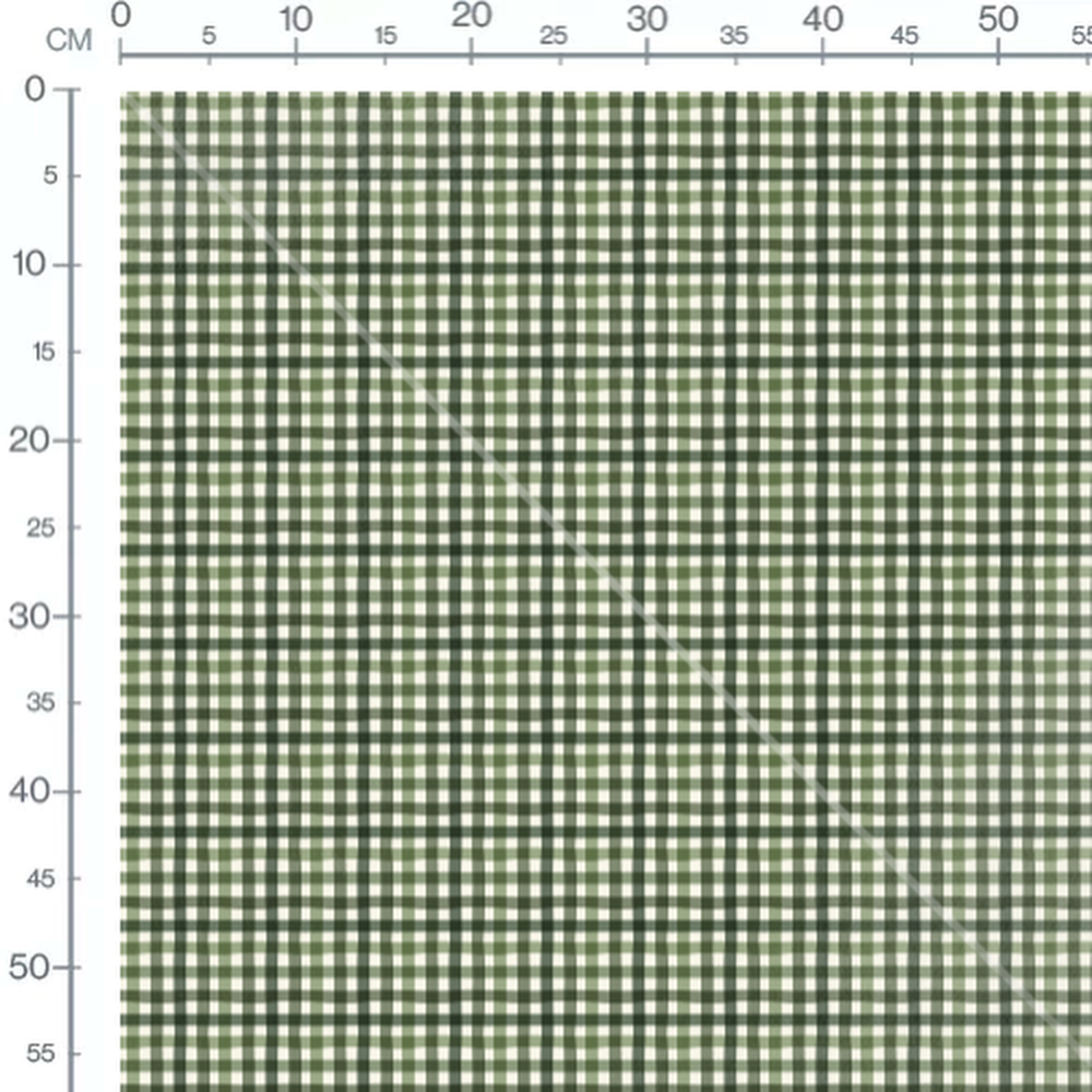 Tissu - Carreaux verts nuancés sur crème