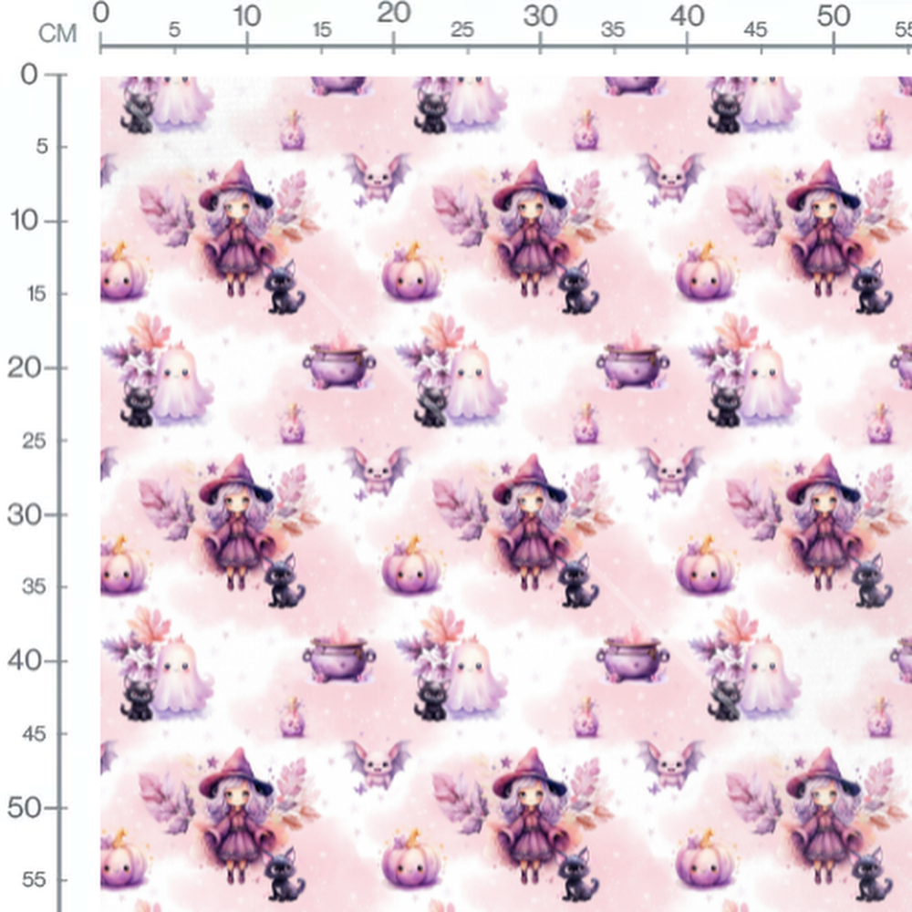 Tissu - Petite sorcière et animaux