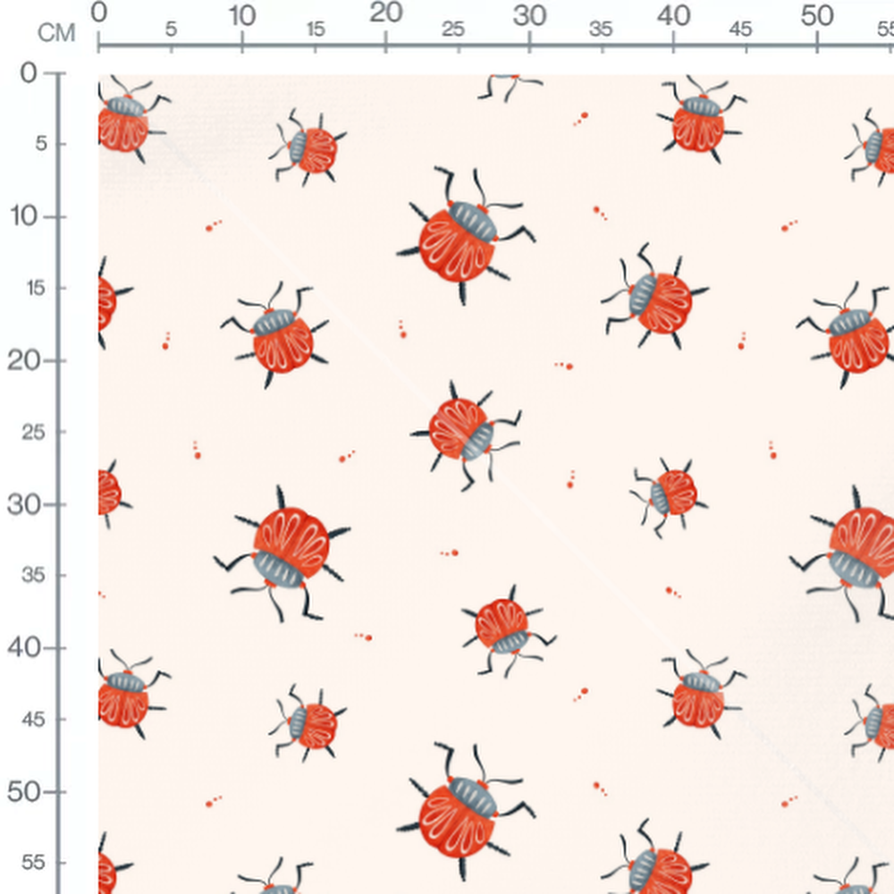 Tissu - Coccinelles rouges et noires