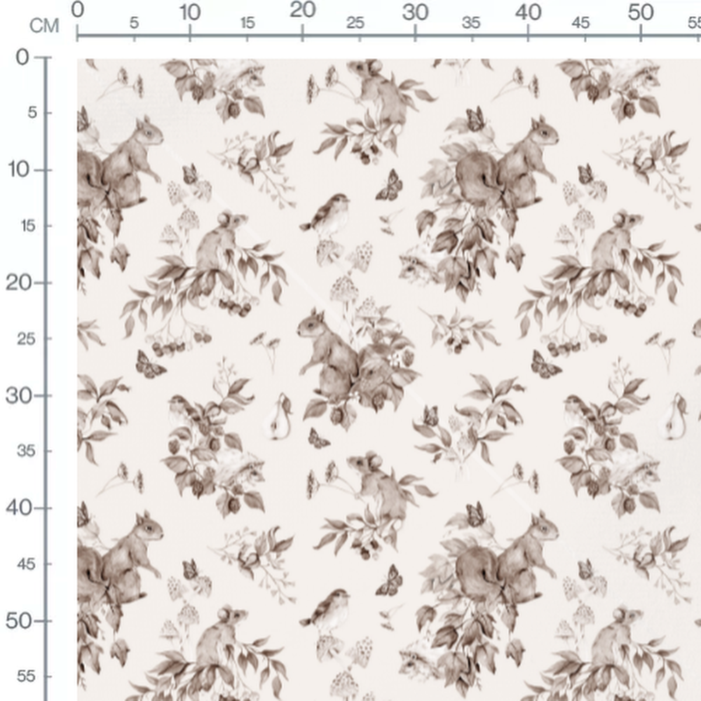 Tissu - Animaux forestiers et feuillages