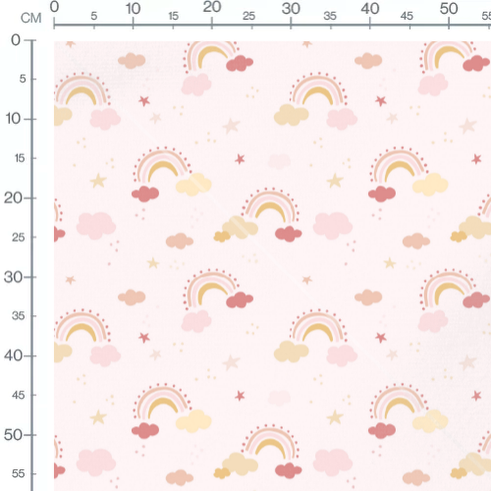 Tissu - Arcs-en-ciel roses et jaunes