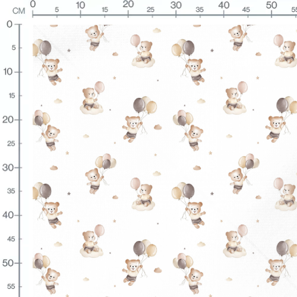 Tissu - Oursons et nuages rêveurs