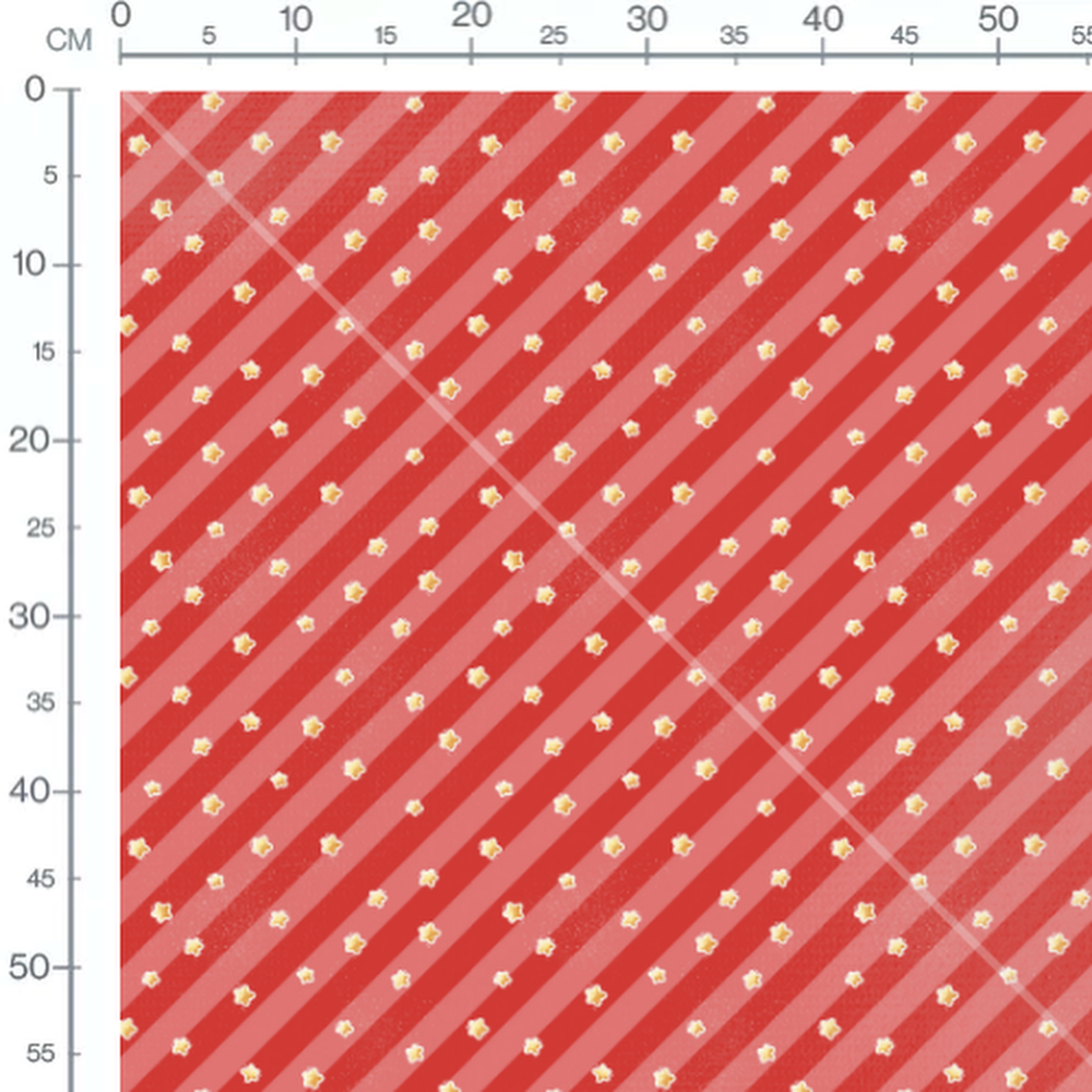Tissu - Étoiles sur rayures rouges