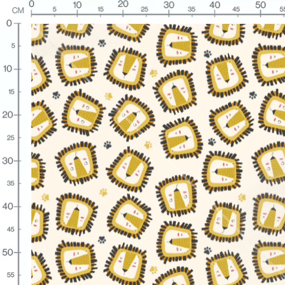 Tissu - Fleurs noires sur beige et gris