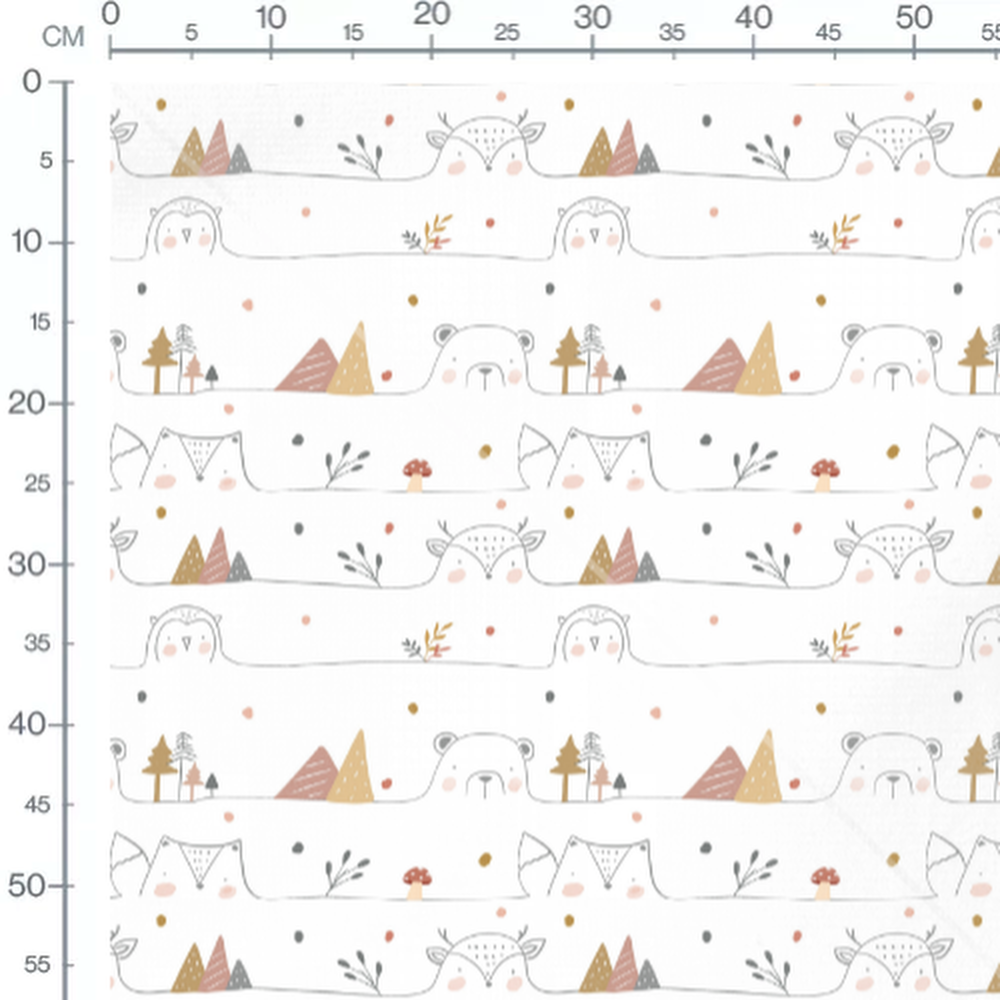 Tissu - Forêt stylisée en tons doux