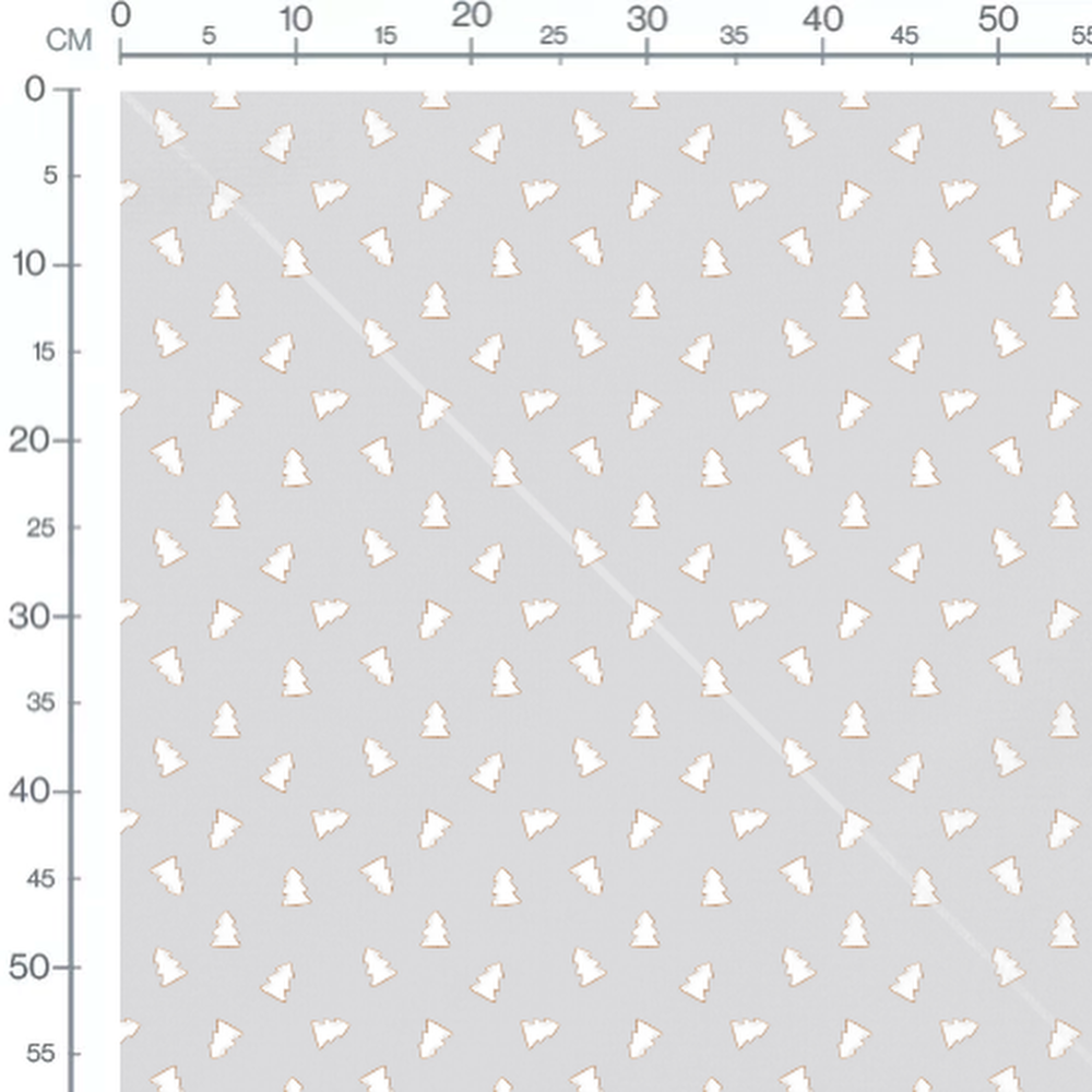 Tissu - Sapins blancs contour doré