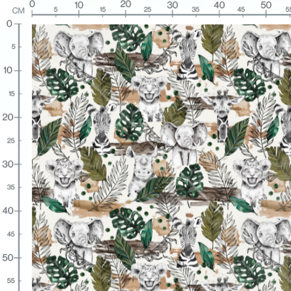 Tissu - Oursons blancs et papillons