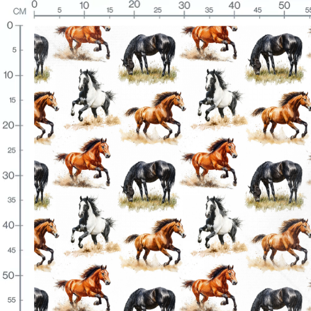 Tissu - Chevaux en mouvement