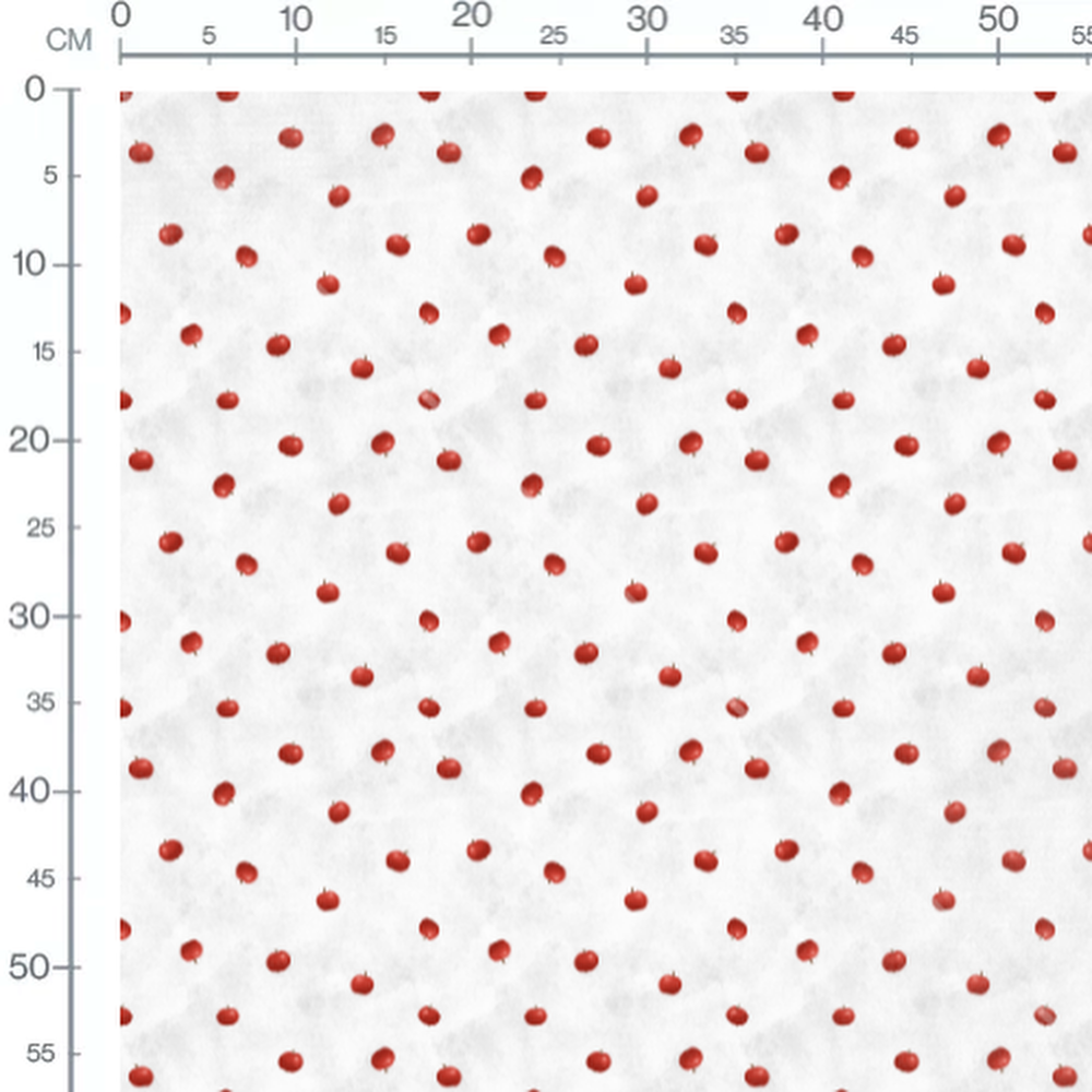Tissu - Pommes rouges sur fond blanc