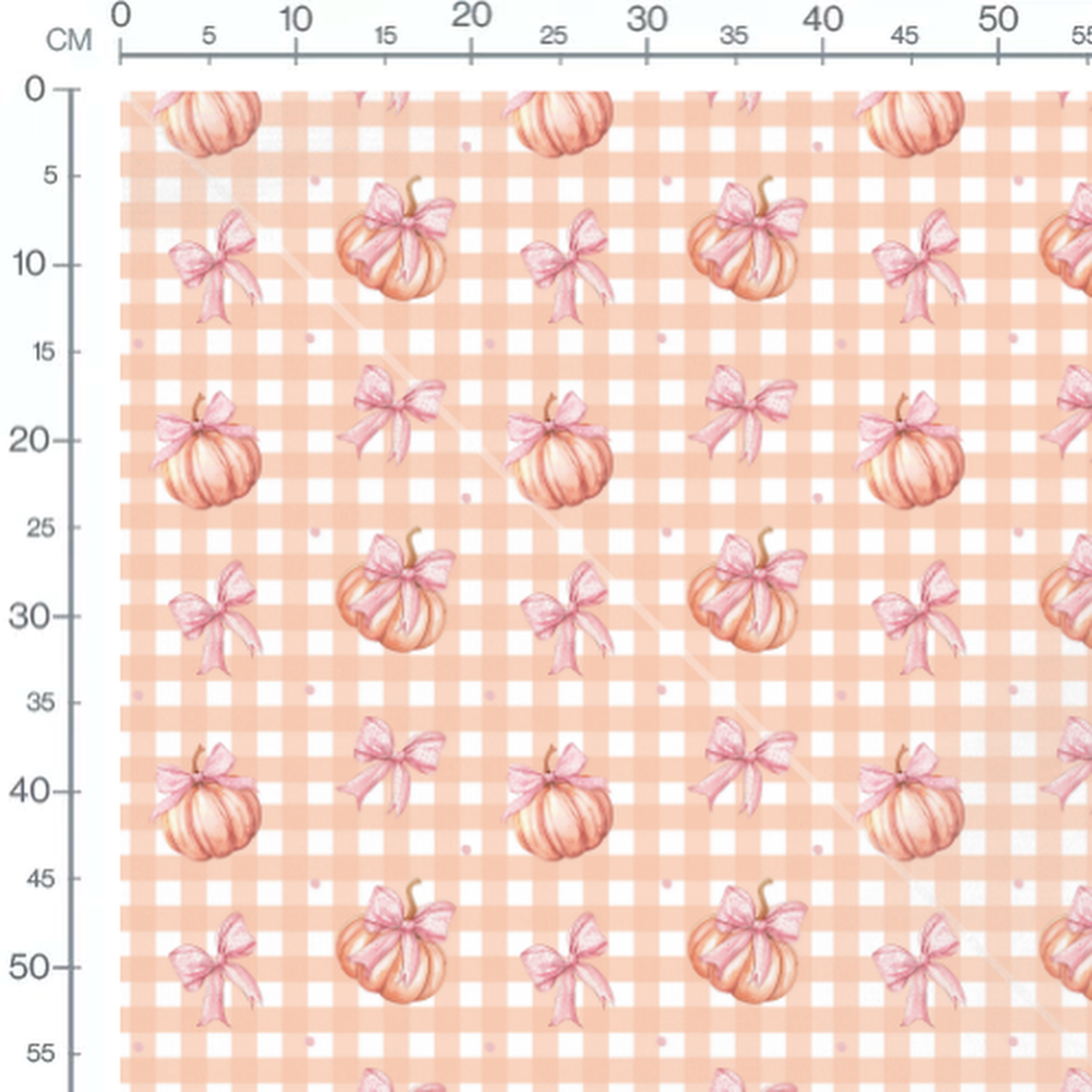 Tissu - Citrouilles sur carreaux orange