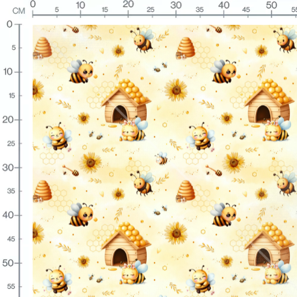 Tissu - Abeilles et ruches joyeuses