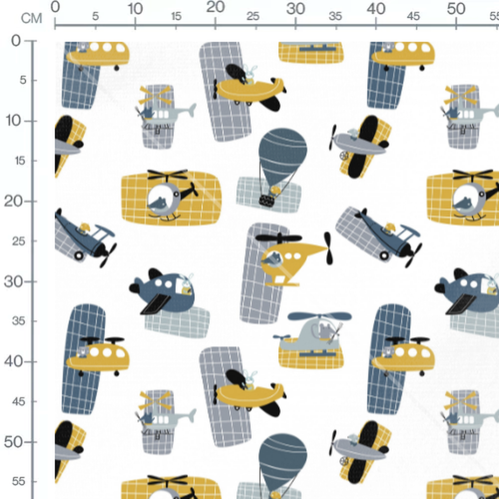 Tissu - Aéronefs et animaux amusants