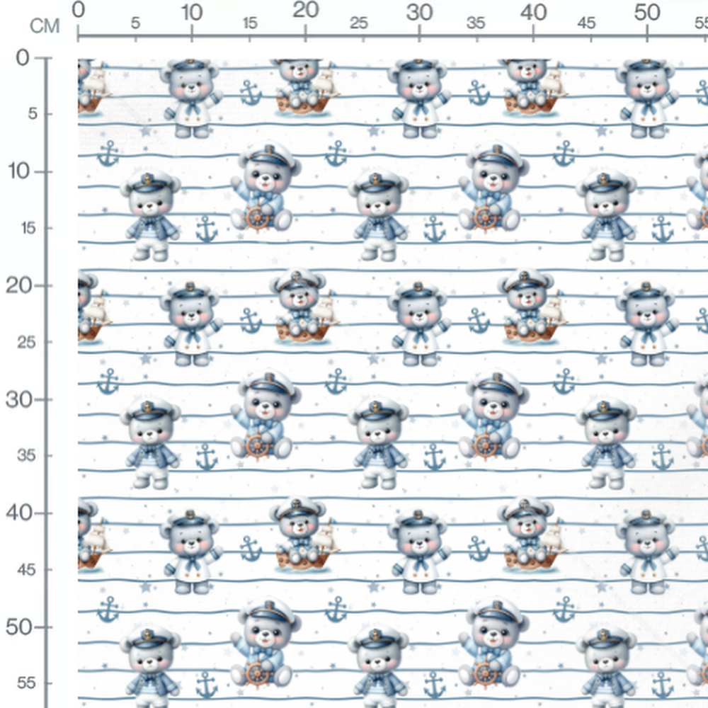 Tissu - Oursons marins et ancres