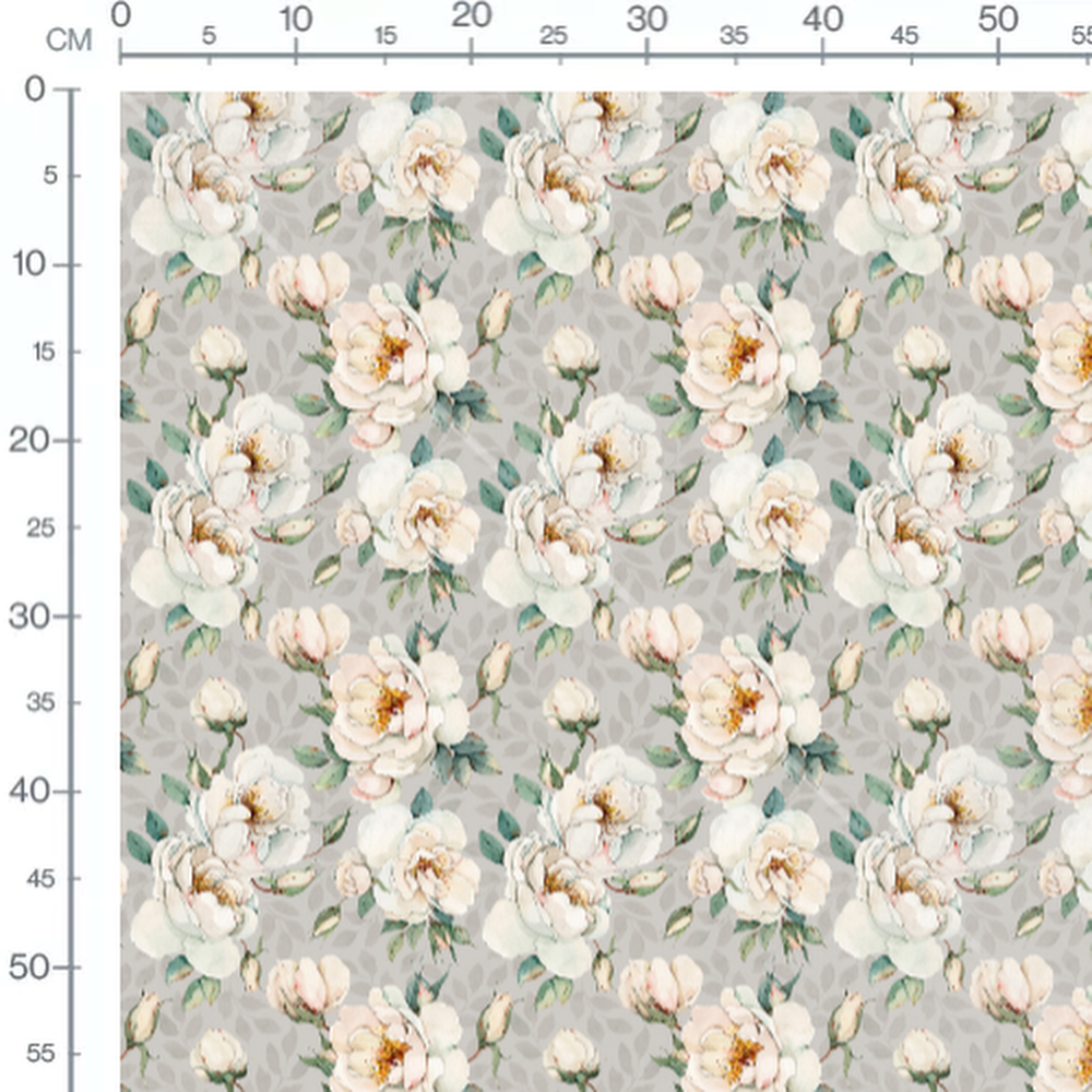Tissu - Fleurs blanches avec touches roses